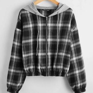 Flannel Cropped Zip-up